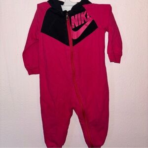Nike Kids Pink Hooded One-Piece Romper Size 12 months